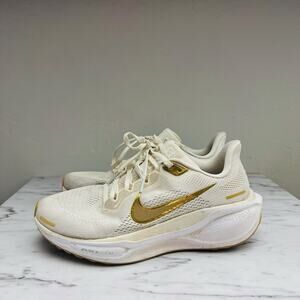 Nike Pegasus 41 White And Gold Running Shoes Women’s Size 7.5